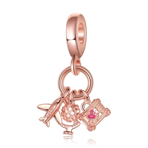 Travel Theme Alloy Airplane Earth Suitcase DIY Charm Pendant For Women Bracelet Necklace Jewelry Decoration