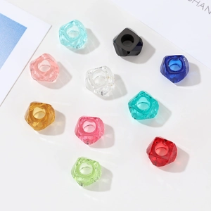 Set di 10 perle colorate in resina sfaccettata con grandi fori per gioielli fai da te
