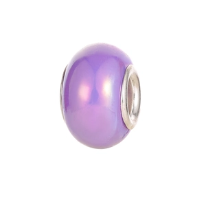Perle charm violette aurora avec grand noyau argenté pour colliers et bracelets DIY
