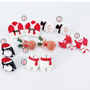 Set orecchini natalizi a clip con pinguino orso polare e renna per bambini senza buco
