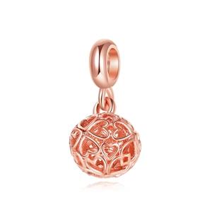 Rose gold bohemian hollow heart charm pendant for DIY bracelets and necklaces jewelry making