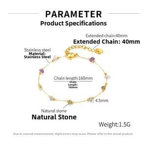 Dettaglio di un bracciale in acciaio inossidabile da 1,5g con pietre naturali da 4,5mm