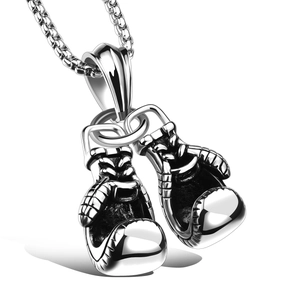 Collana con Ciondolo a Forma di Guantone da Boxe in Acciaio Inossidabile Vintage Uomo Fitness Sport Punk Gioielli con Catena