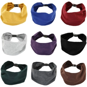 Set of 9 colorful elastic knitted yoga headbands for women in a grid layout