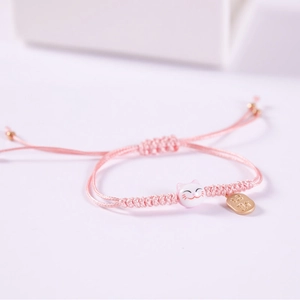 Gatto della Fortuna Maneki-neko Perla in Ceramica Bracciale Cordino Intrecciato Regolabile Pendente in Lega per Prosperità Donne