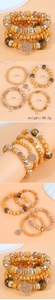 Detailweergave van de vierdelige gele kralenarmbandset met hart-boom hanger