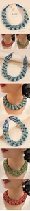 Detailoverzicht van geweven turquoise kristallen ketting van 40 cm met 6 cm verlenging