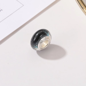 Starry sky blue glass bead with S925 silver core for DIY charm bracelets and jewelry
