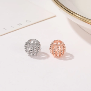 Cuentas esféricas huecas en oro rosa y plata para la creación de joyas DIY y collares