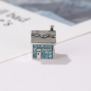 Ciondolo a forma di igloo in argento stile Pandora con strass blu e un fantasma