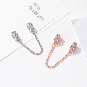 Set di catene di sicurezza scintillanti per bracciali DIY in argento e oro rosa