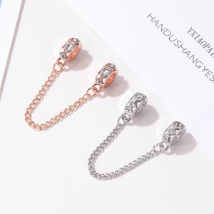 Catene di sicurezza scintillanti per bracciali in oro rosa e argento con cristalli
