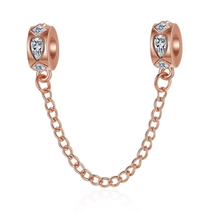 Catena di sicurezza in oro rosa per bracciali fai-da-te con pietre di zircone lucenti