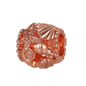 Cuentas cilíndricas huecas oro rosa estrella de mar y concha para joyas de océano