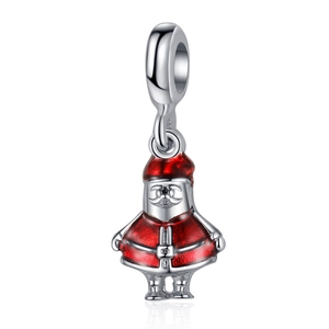 Colgante de Papá Noel en plata y esmalte rojo para creación de joyas navideñas DIY