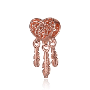 Alloy Hollow Heart Dreamcatcher Charm Pendant With Feathers For DIY Jewelry Making Bracelet Necklace Ethnic Style Charm