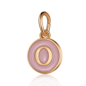 Colgante letra O en oro rosa con esmalte rosa para hacer joyas y collares DIY