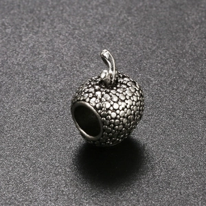 Perle de breloque en forme de pomme en argent rétro pour la création de bijoux DIY