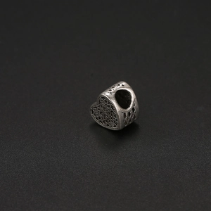 Hollow heart-shaped charm bead in vintage silver for DIY jewelry making and bracelets