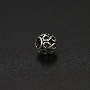 Abalorio calado con símbolo de infinito en plata antigua para pulseras de joyería DIY