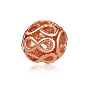 Cuentas de Aleación con Símbolo de Infinito Hueco Chapadas en Oro Rosa Plata Dijes Esféricos para Creación de Joyas DIY Pulsera Collar