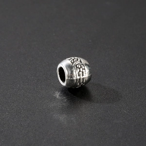 Cuenta espaciadora de plata antigua con patrón de ondas para joyería artesanal