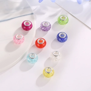 Colorful macaron resin beads with ice crack texture and large metal hole for DIY jewelry