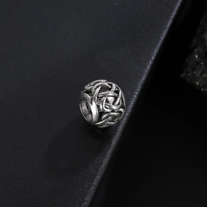 Cuentas espaciadoras de plata vintage huecas para joyería DIY con diseño tejido
