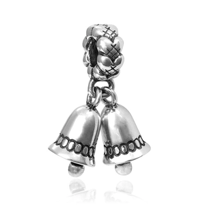 Silberner Glockenanhänger mit Herzperle für DIY Halsketten und Armbänder geeignet