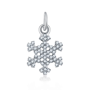 Eleganter Schneeflocken-Anhänger in Silber mit mikroversetzten, funkelnden Zirkonia-Steinen