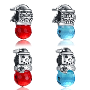 Alloy Rhinestone Christmas Beads Santa Claus Snowman Crystal Ball Spacer Beads For DIY Bracelet Jewelry Making Charms