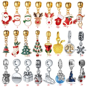 Dijes de Aleación de Esmalte de Navidad para Hacer Joyas Papá Noel Muñeco de Nieve Alce Colgantes de Strass para Pulsera Collar DIY