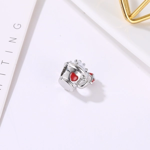 DIY silver cupcake charm with red heart enamel for bracelets and holiday jewelry