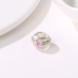 Rosa Kirschblüten Glasperle mit Silberkern für DIY Schmuckherstellung Design