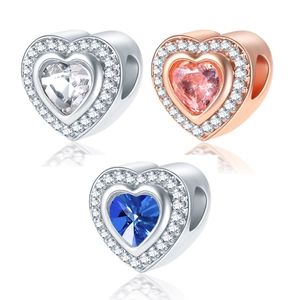 Heart Shaped Rhinestone Alloy Charm DIY Jewelry Accessory For Bracelet Necklace Making Sparkling Valentine's Day Heart Charm