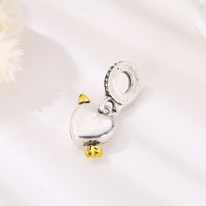 Silver and gold heart charm with arrow detail for DIY bracelet jewelry making