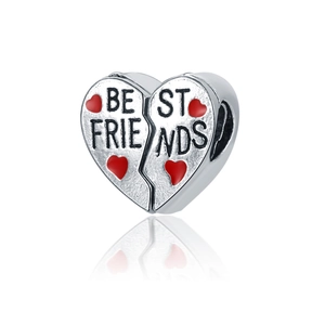 Κρεμαστά από Κράμα Παζλ Σπασμένη Καρδιά Best Friends Με Κόκκινο Σμάλτο για Κατασκευή Βραχιολιών Κολιέ Κοσμήματα Φιλίας Δώρο Γυναίκες