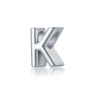 Abalorio de plata pulida letra K para creación de collares y pulseras DIY