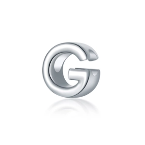 Abalorio de letra G en plata pulida para la creación de pulseras y joyería artesanal