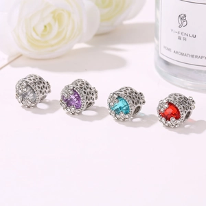 Perles florales en argent avec cristaux colorés pour bijoux DIY et colliers