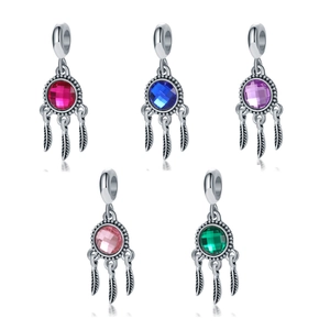 Ethnic Dreamcatcher Feather Pendant Alloy Zirconia Charm For DIY Bracelet Necklace Bohemian Vintage Style Women Jewelry Making