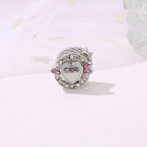 Ciondolo a cuore in argento con smalto bianco e cristalli colorati per gioielli