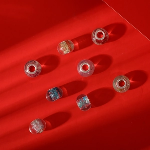 Colorful transparent resin beads with glitter and gold foil for DIY jewelry making