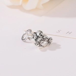 Retro silver cartoon dog charm with vintage finish for DIY bracelet and jewelry making