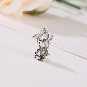 Antique silver cartoon dog pendant charm for DIY jewelry bracelets and necklaces