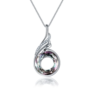 Copper Peacock Pendant Necklace With Round Austrian Crystal Micro Inlaid Zirconia Elegant Modern Ethnic Style Jewelry For Women Gift