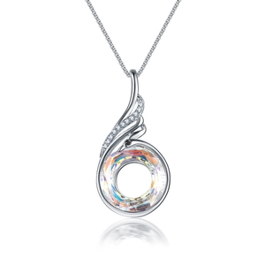 Elegant silver peacock necklace with vibrant Austrian crystal pendant for women