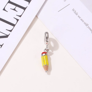 Cute enamel pencil pendant charm in yellow and red for DIY necklaces or bracelets