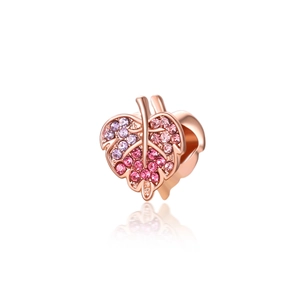 Roségoldener Blatt-Anhänger mit rosa-violetten Kristallen für DIY-Armband-Schmuck