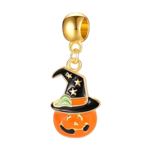 Halloween pumpkin pendant with wizard hat for DIY necklaces and bracelets accessories